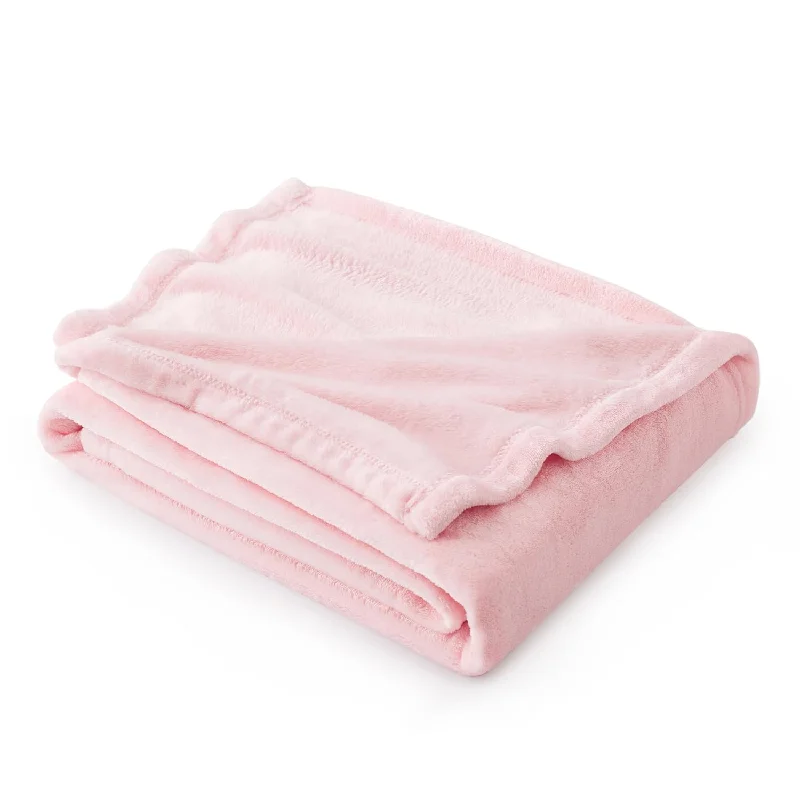 Fleece Blanket Throw Pink - 300Gsm Blankets For Couch, Sofa, Bed, Soft Lightwe