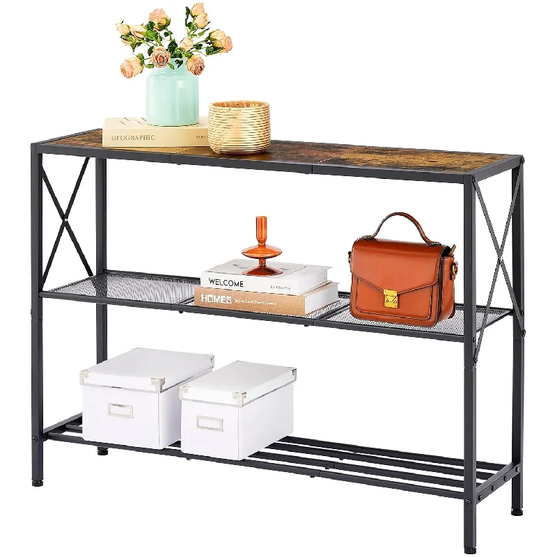 Industrial Console Table, 3 Tier Entryway Table, Hallway Table, Narrow Sofa Ta