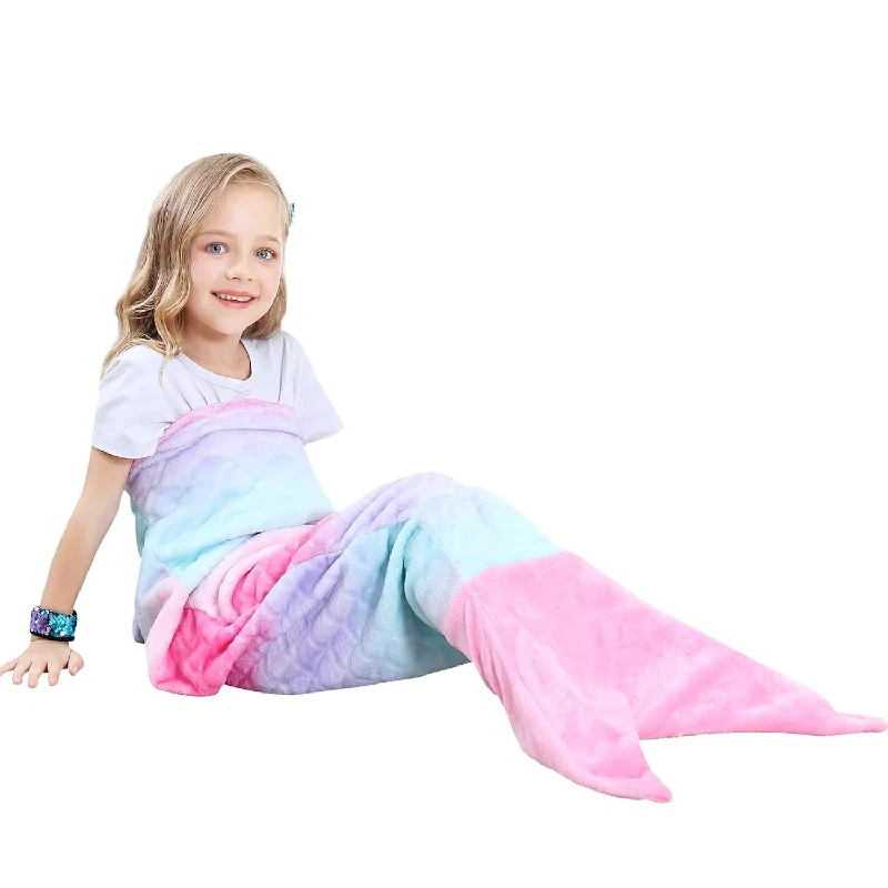 Kids Mermaid Blanket Gifts - Warm Living Room Sofa Blanket Children Cuddly Bla