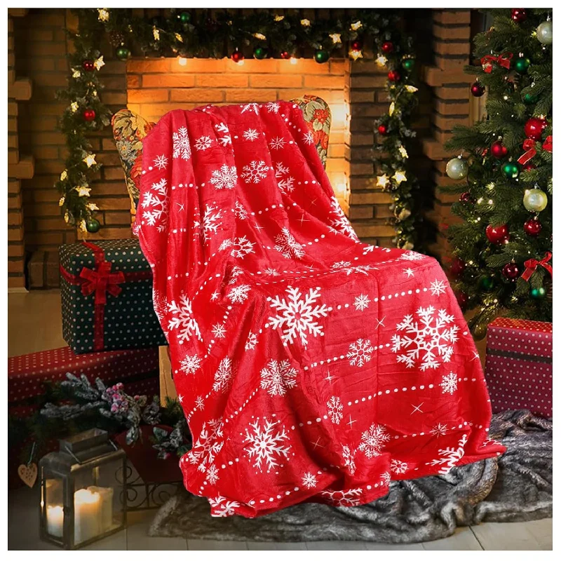 Uysbohemian Throws Blankets For Sofa, 50"*60" Snow Extra Soft Christmas Creati