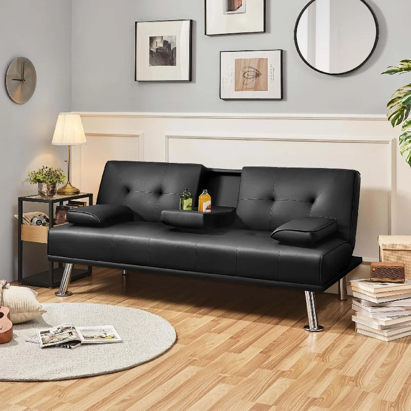 Yaheetech Modern Faux Leather Leisure Sofa Bed