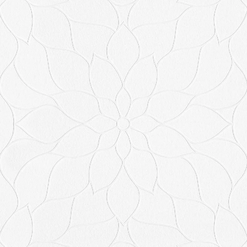 Anselm White Floral Bloom Paintable Wallpaper by Brewster Home Fashions