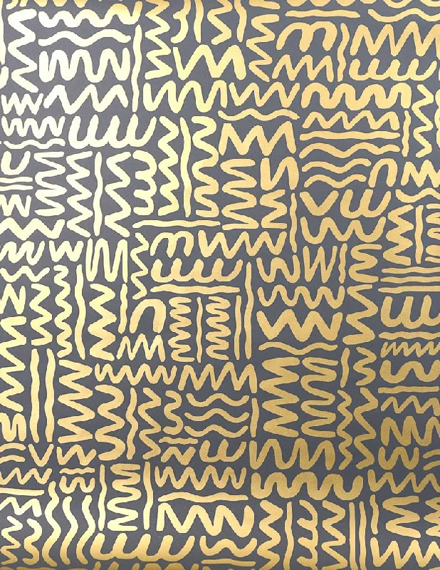 Big Moon Wallpaper in Gold on Charcoal