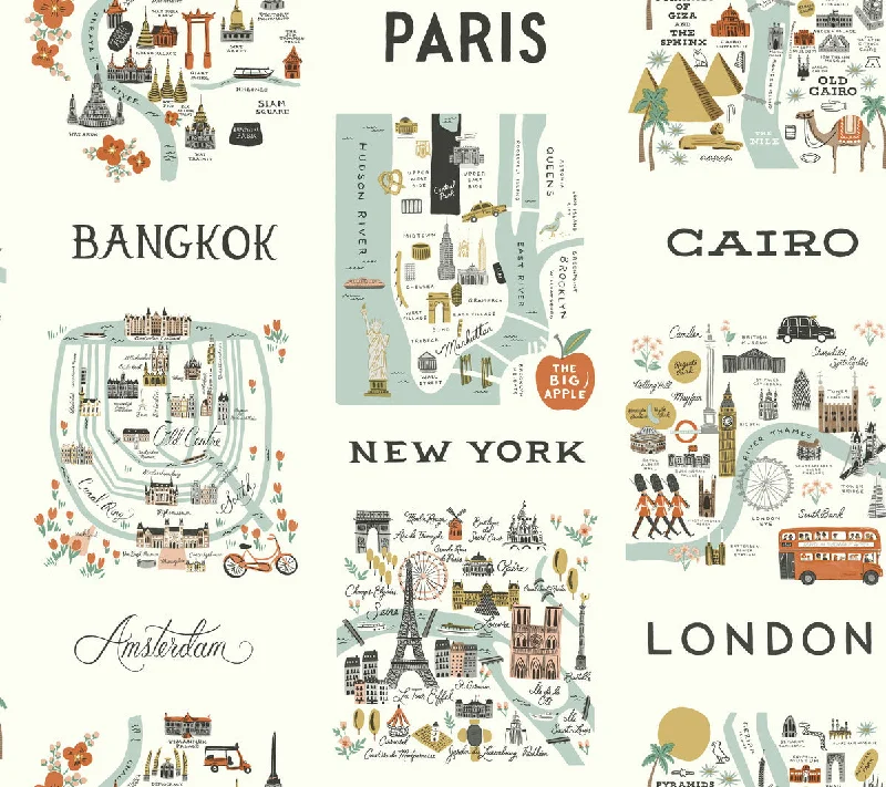 City Maps Peel & Stick Wallpaper in Mint