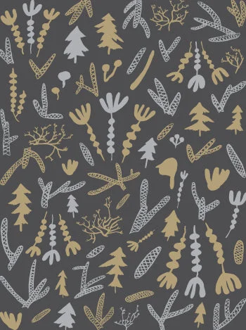 Cle Elum Wallpaper in Charcoal, Silver, and Gold