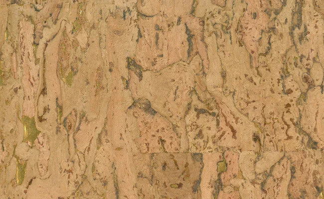 Cork Wallpaper in Brown and Gold