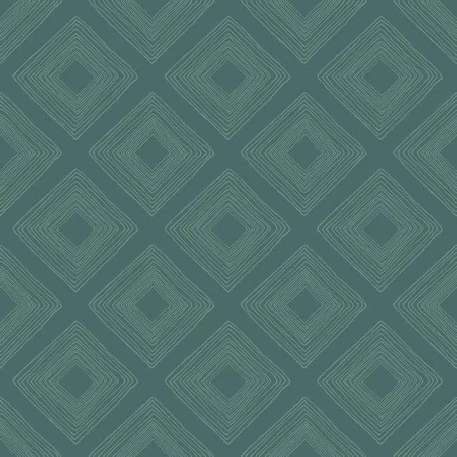 Diamond Sketch Wallpaper in Teal from Magnolia Home Vol. 2