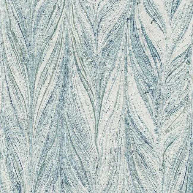 Ebru Marble Wallpaper in Bright Blue from the Natural Opalescence Collection