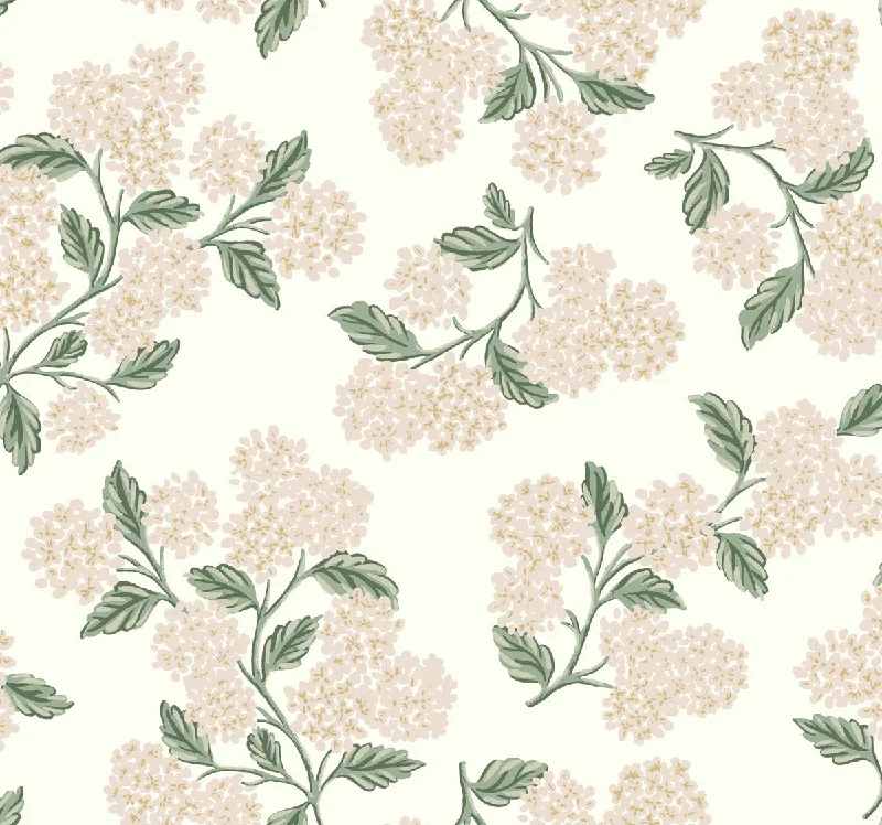 Hydrangea Wallpaper in White/Blush from the Rifle Paper Co. 2nd Edition