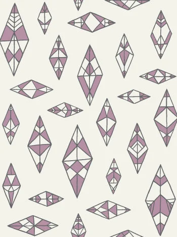 Summer Wallpaper in Cream, Lilac, and Charcoal