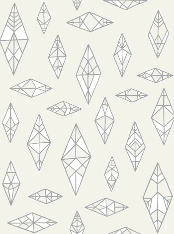 Summer Wallpaper in Cream, Silver, and White