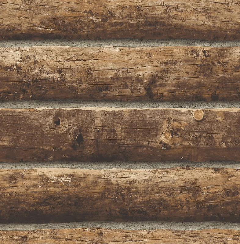 Log Cabin Peel-and-Stick Wallpaper in Walnut