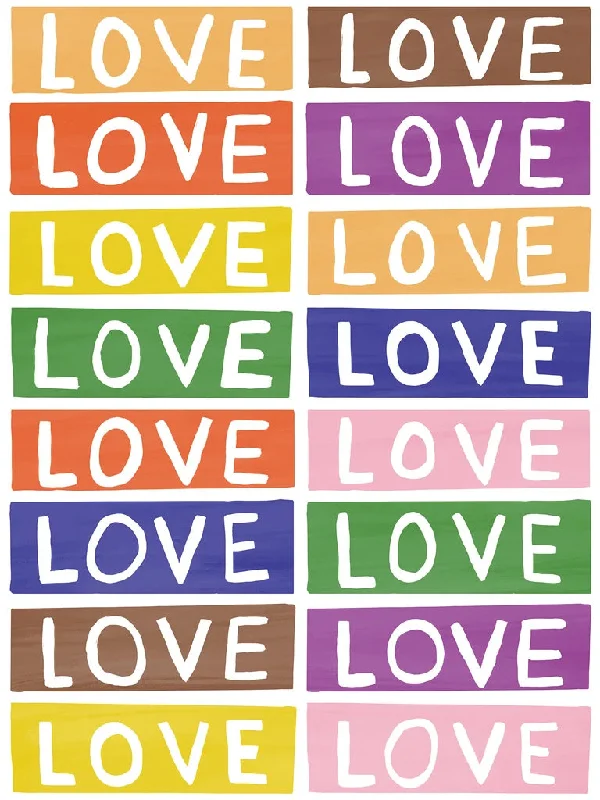 Love Wallpaper in Rainbow on White by Larry Yes