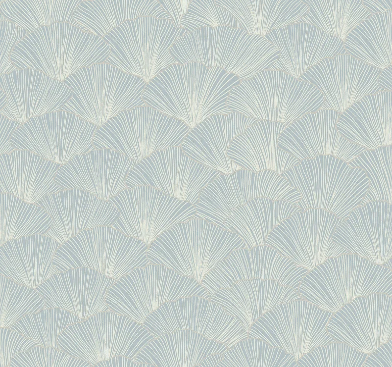 Luminous Ginkgo Blue Wallpaper from the Modern Artisan II Collection