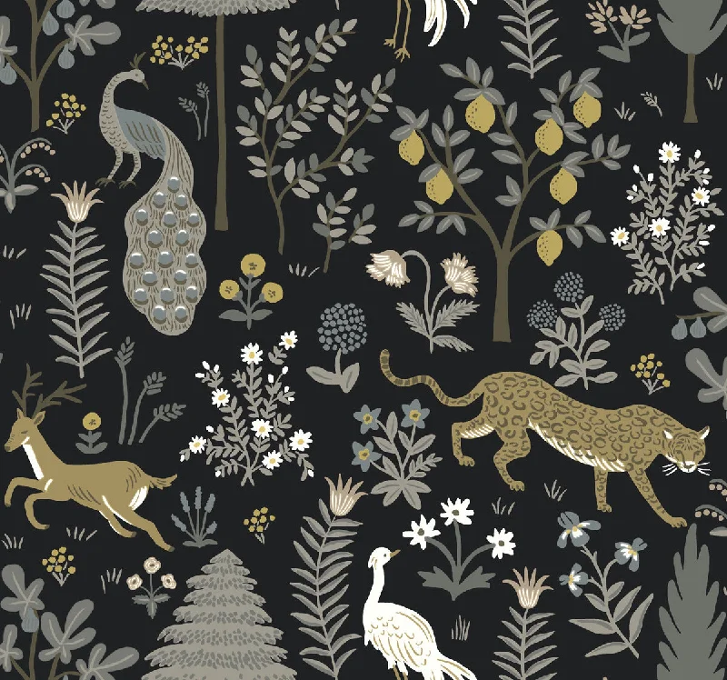 Menagerie Wallpaper in Black from the Rifle Paper Co. 2nd Edition