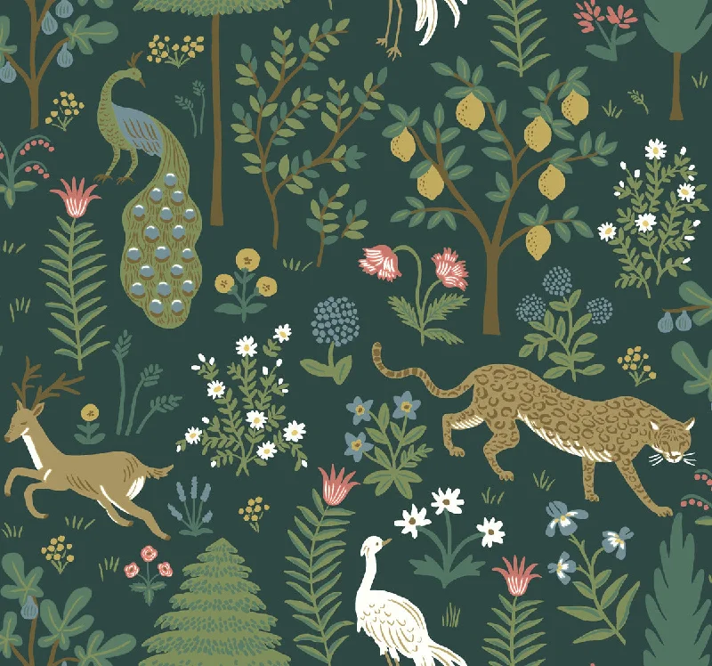 Menagerie Wallpaper in Emerald from the Rifle Paper Co. 2nd Edition