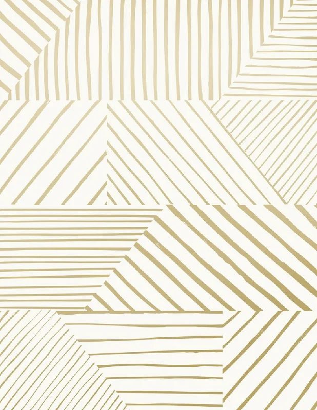 Parquet Wallpaper in Gold on Cream