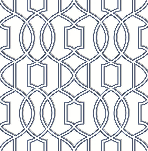 Quantum Blue Trellis Wallpaper from the Symetrie Collection