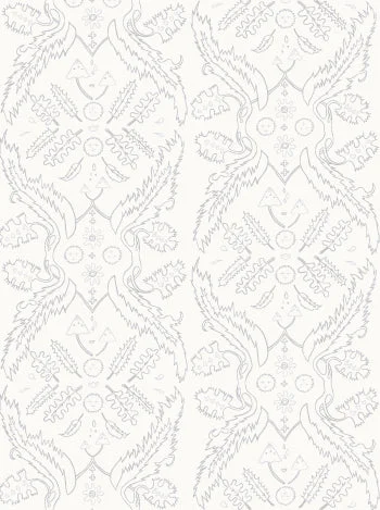 Salad Days Wallpaper in Cream, Grey, and Silver