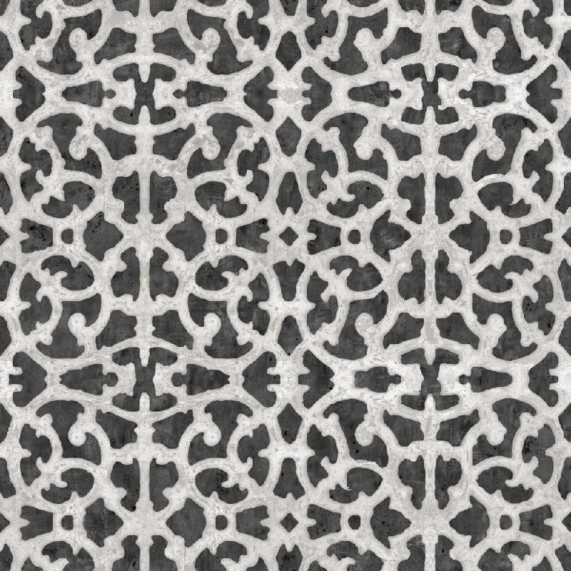 Scroll Gate Peel & Stick Wallpaper in Black and White