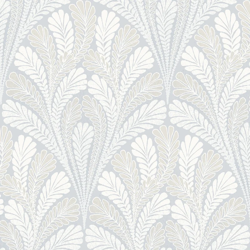 Shell Damask Wallpaper in Blue from Damask Resource Library