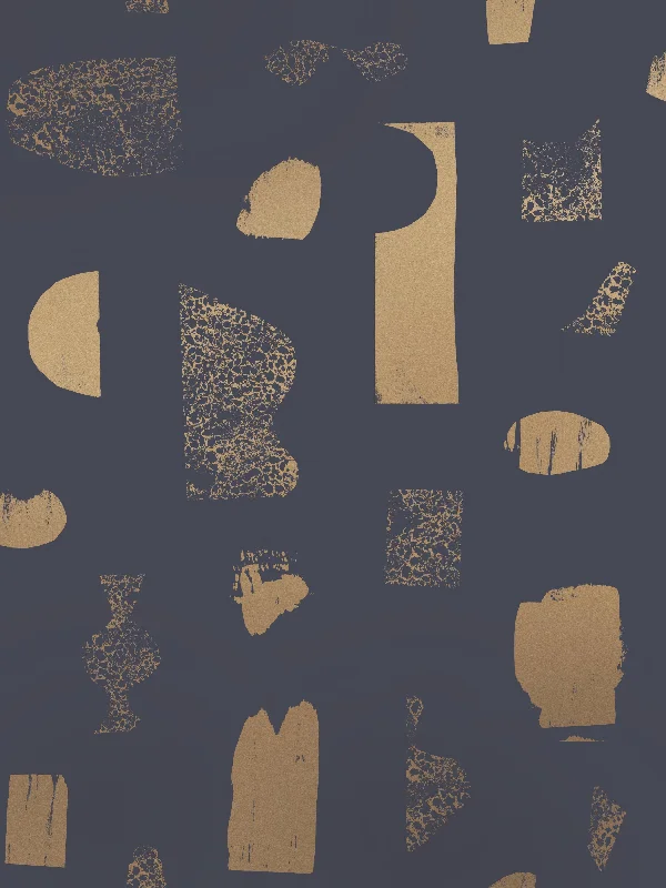 Silhouettes Wallpaper in Gold and Charcoal