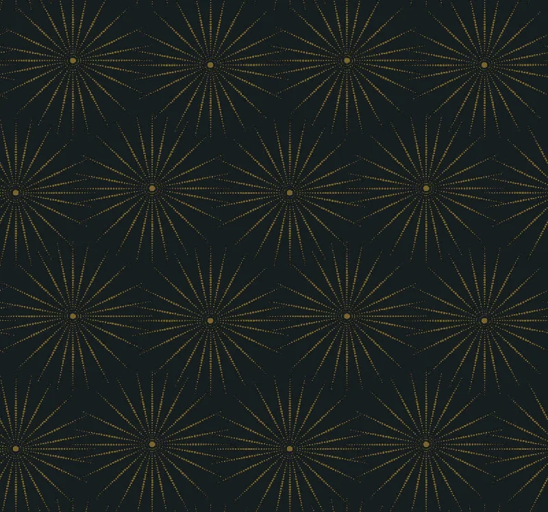 Starlight Wallpaper in Black/Gold from the Bohemian Luxe Collection by Antonina Vella