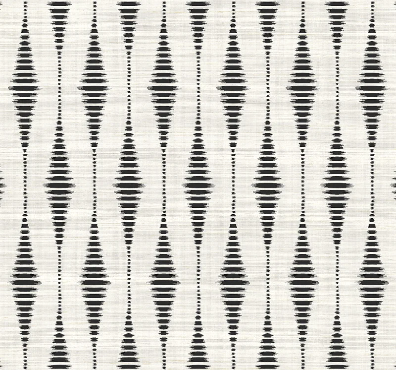 Striped Ikat Peel-and-Stick Wallpaper in Ebony & Linen