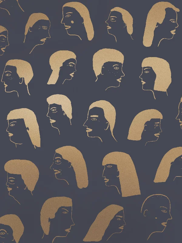 Women Wallpaper in Gold and Charcoal