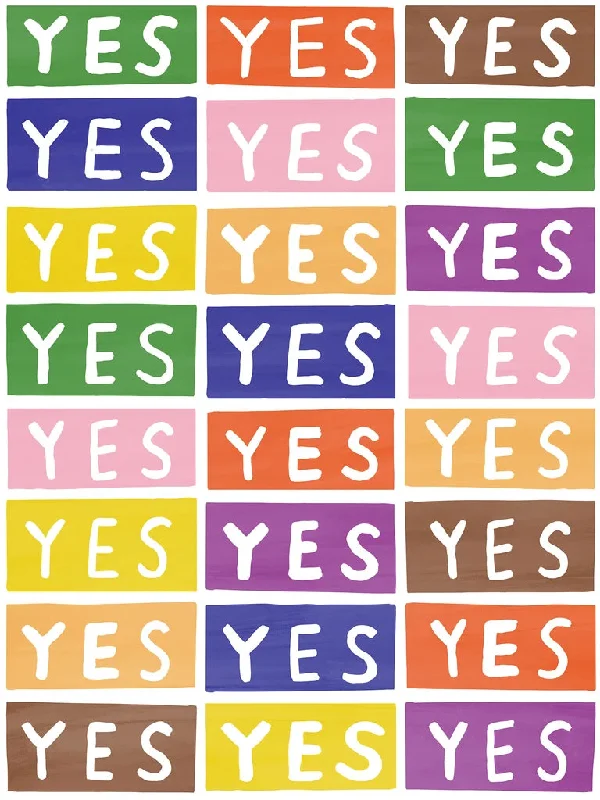 Yes Wallpaper in Rainbow on White by Larry Yes