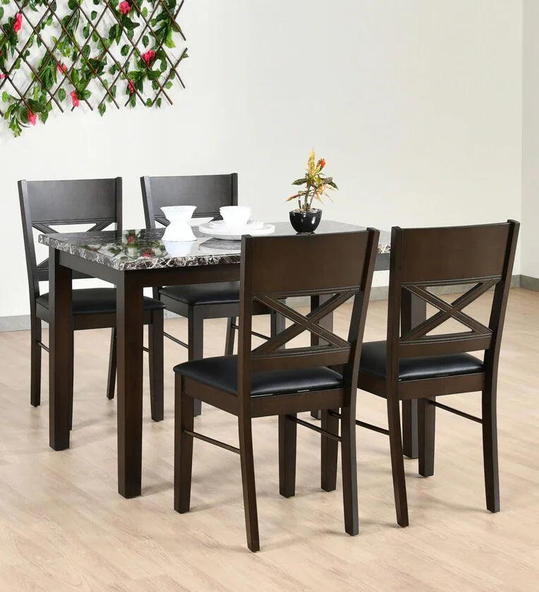 4 Seater Dining Set in Dark Walnut Finish