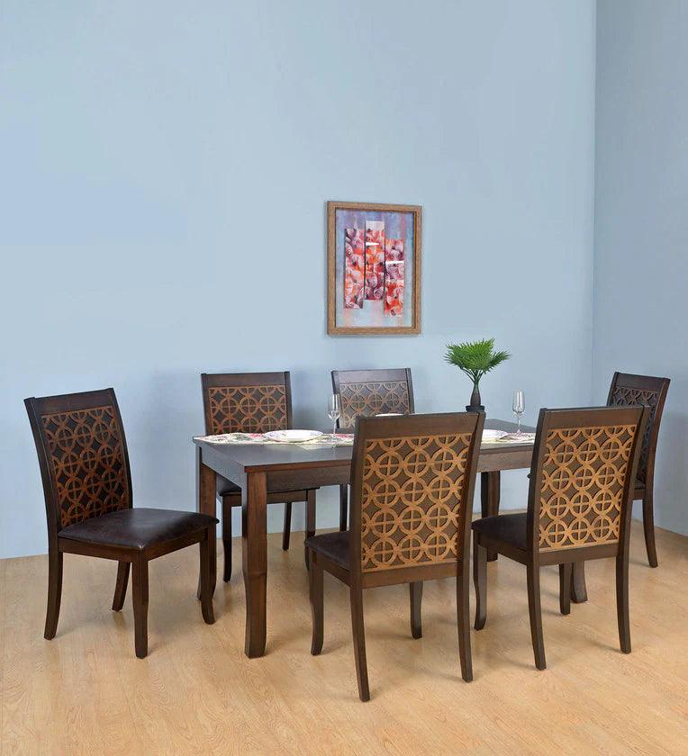 6 Seater Dining Set in Walnut Finish