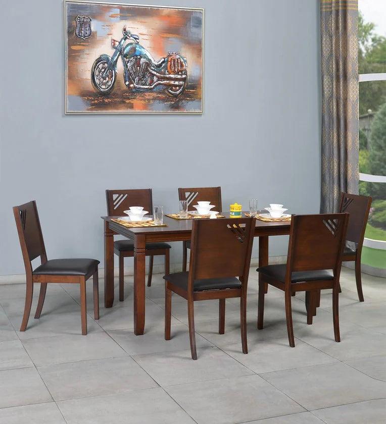 6 Seater Dining Set in Walnut Finish