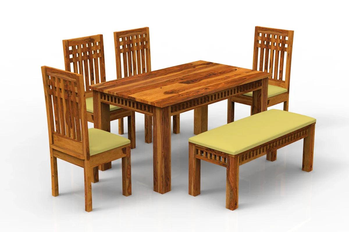 Axel Sheesham Wood Dining Table Set (6 seater) In Light Honey