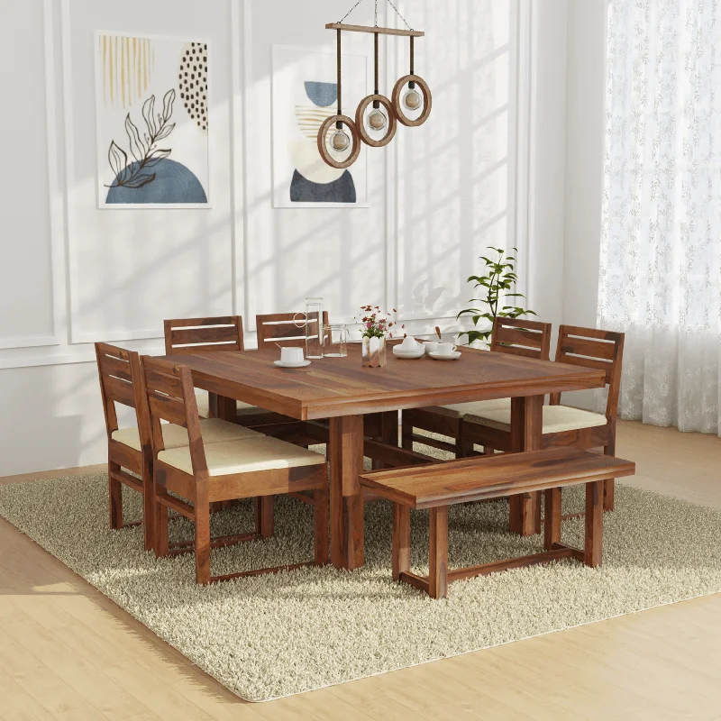 Crenn Sheesham wood  Dining Set In Reddish walnut color