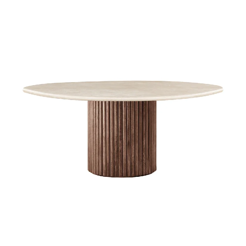 Cosmos Dining Table (Walnut, Travertine, 150cm)