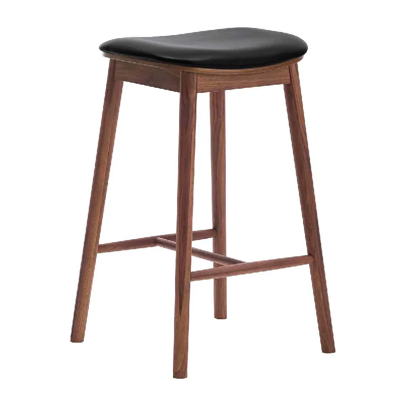 Lando Leather Backless Bar Stool (Walnut)