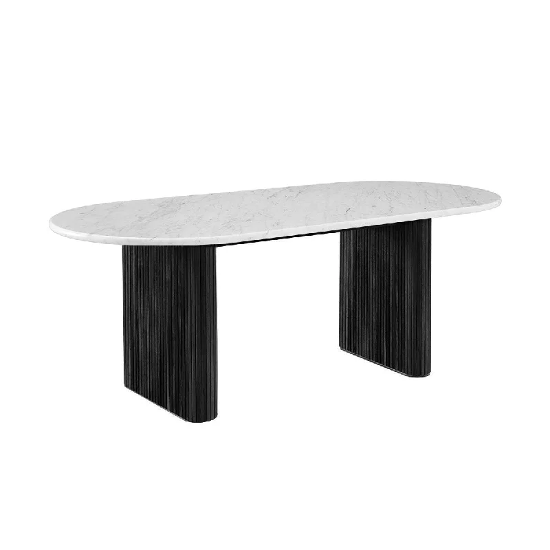 Noir Oval Dining Table (Black Oak, Marble, 220cm)