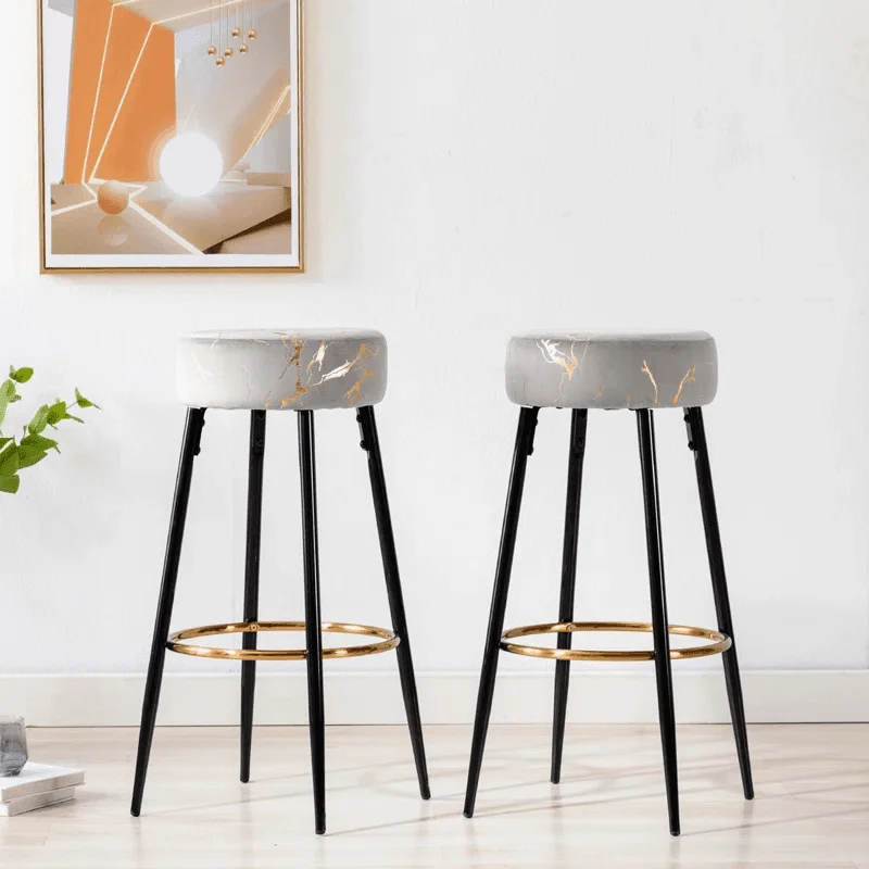 NAHMAN BAR STOOL  GREY SET OF 2