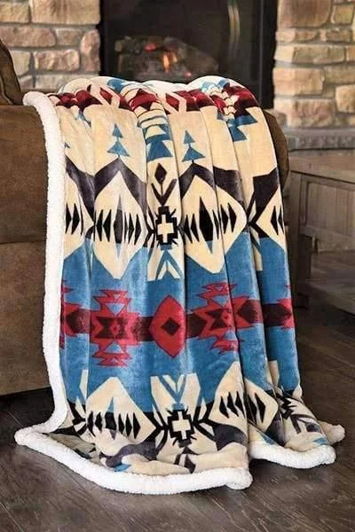 Navajo Sky Southwestern Sherpa Throw Blanket