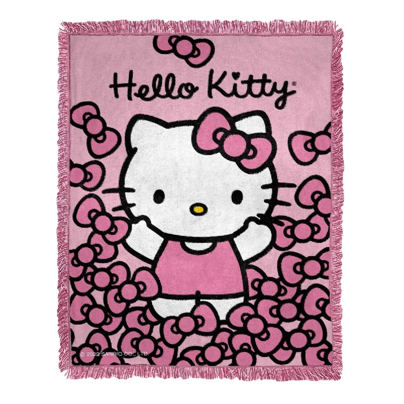 Sanrio Jacquard Hello Kitty More Bows Woven Jacquard Throw Blanket