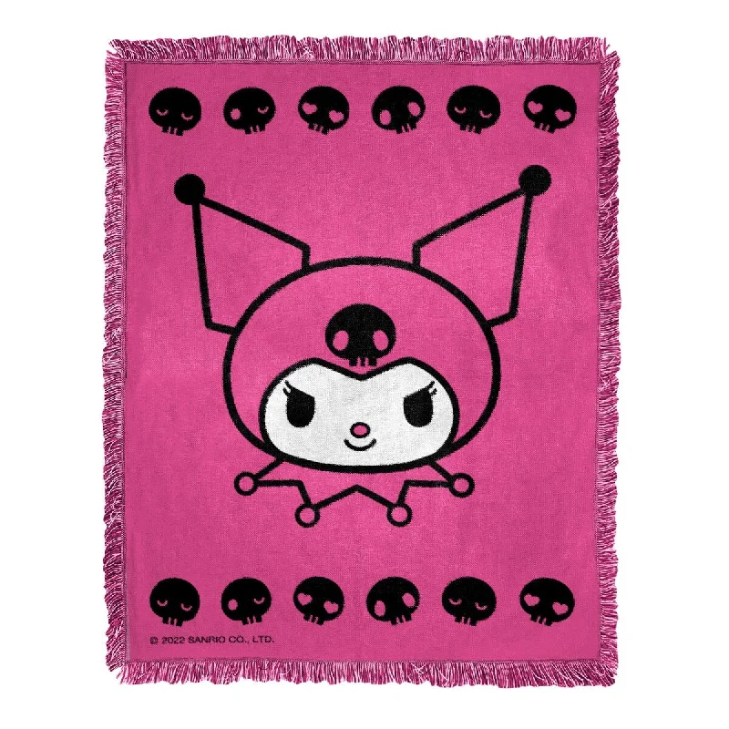 Sanrio Jacquard Kuromi Sugar And Skulls Woven Jacquard Throw Blanket