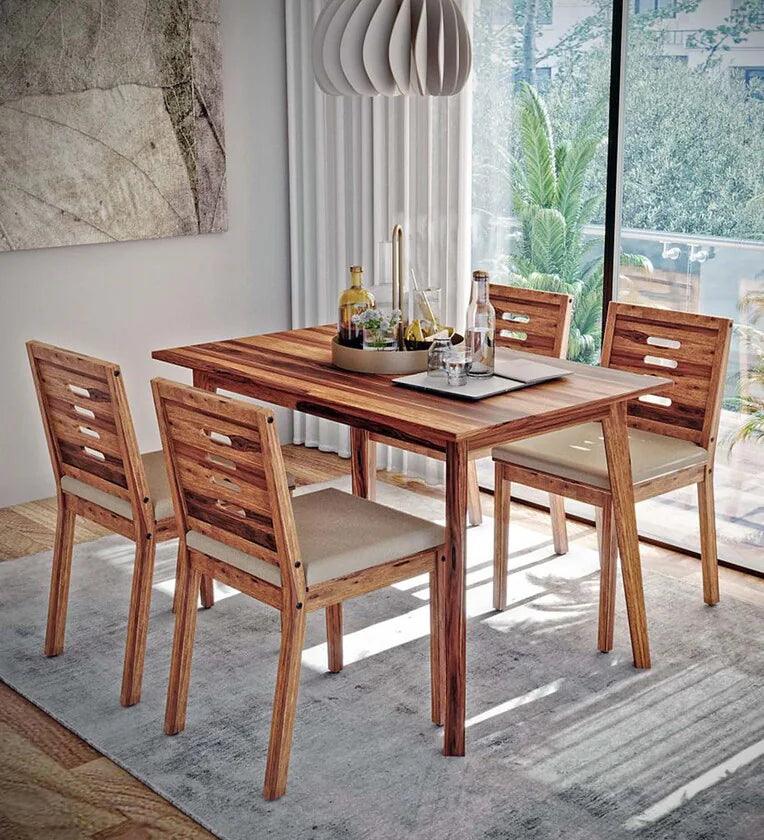 Sheesham Wood 4 Seater Dining Set In Natural Sheesham Finish