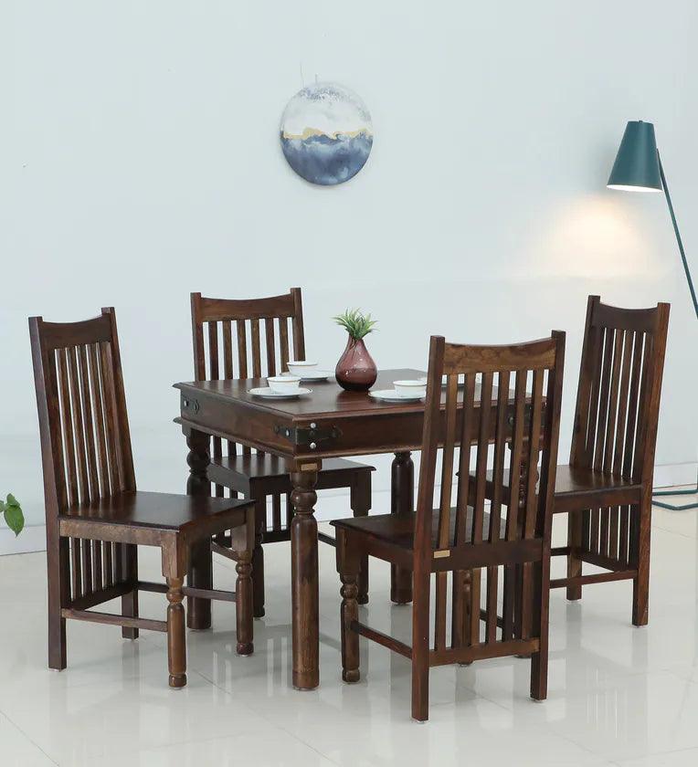 Sheesham Wood 4 Seater Dining Set In Provincial Teak Finish