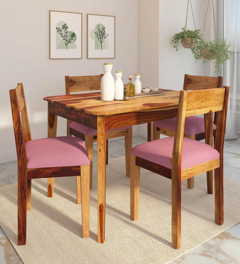 Sheesham Wood 4 Seater Dining Set In Rustic Teak Finish