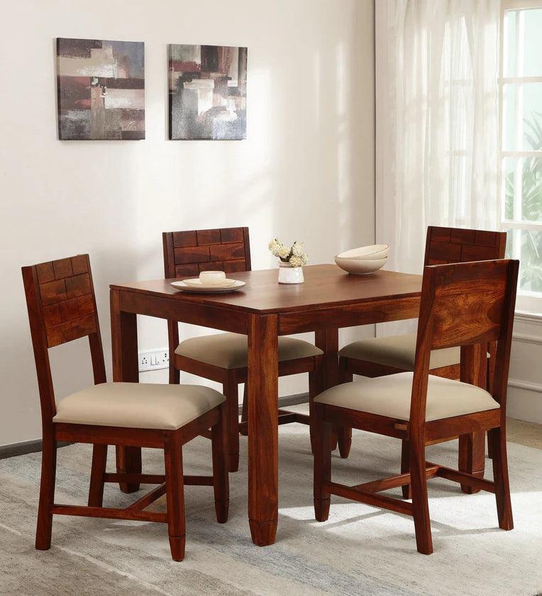 Sheesham Wood 4 Seater Dining Set in Scratch Resistant Honey Oak Finish