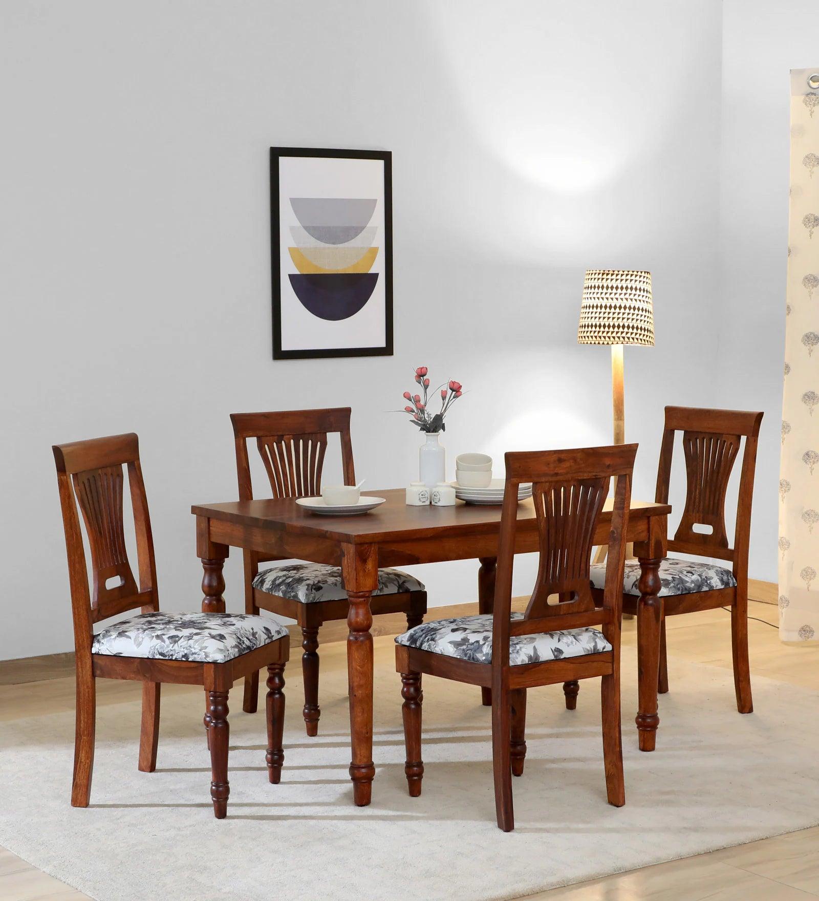 Sheesham Wood 4 Seater Dining Set in Scratch Resistant Honey Oak Finish