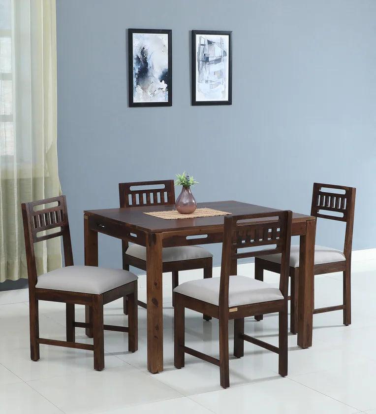 Sheesham Wood 4 Seater Dining Set In Scratch Resistant Teak Finish