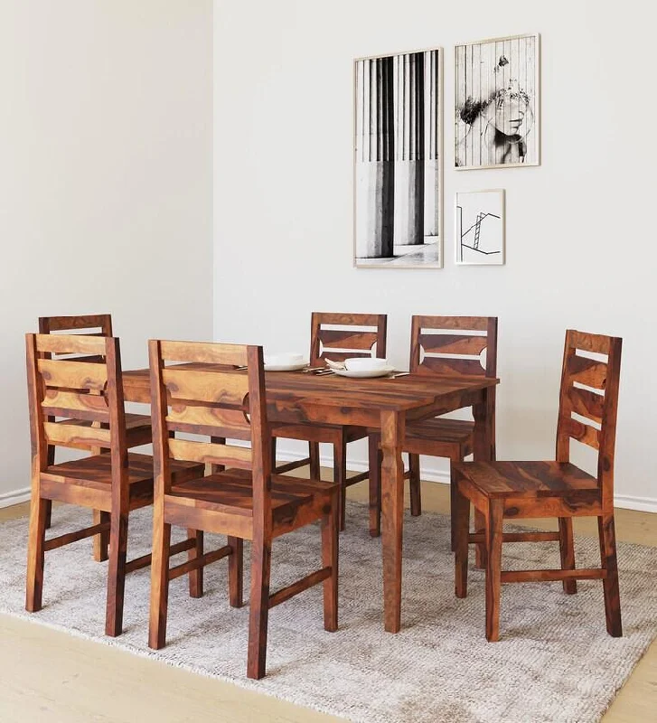 Sheesham Wood 6 Seater Dining Set in Walnut Finish