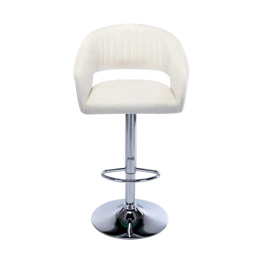 White Plush Feel Velvet Adjustable Bar Stool